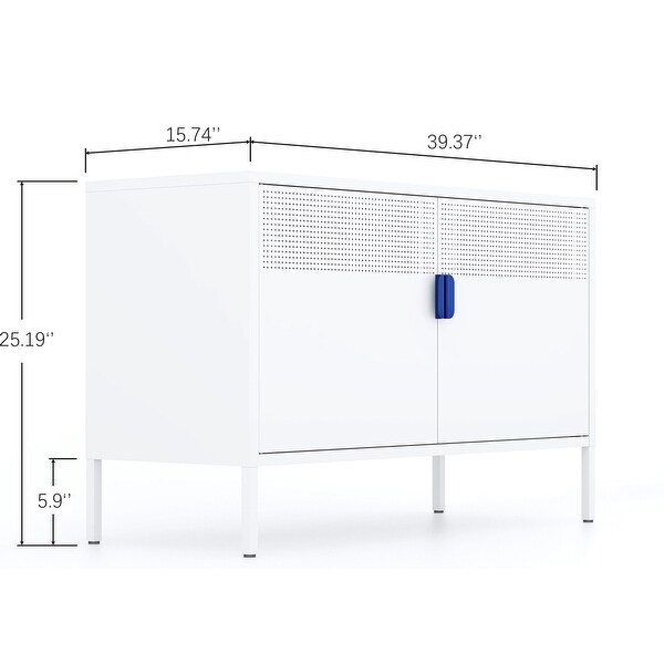 Metal Storage Locker Cabinet, Adjustable Shelves Free Standing Ventilated Sideboard Steel Cabinets