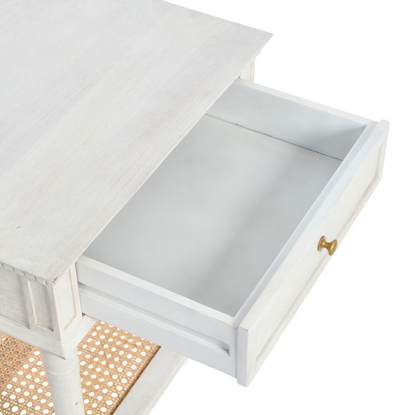 Maxwelton Acacia Wood and Cane Bed Side Table