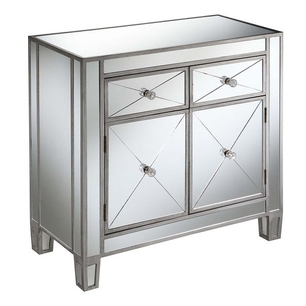 Gold Coast Vineyard 2 Drawer Mirrored Hall Table, Silver Color