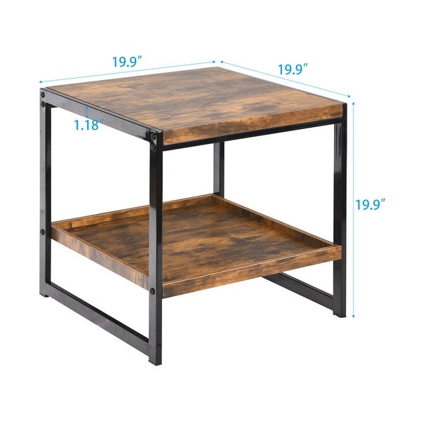 2-tier Side Table, Bedroom Nightstand with Lower Shelf