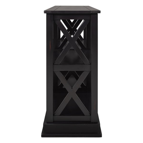 Modern Style Console Table with 3-Tier and Shelves, X Shape Legs