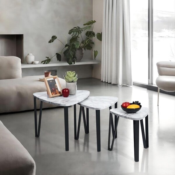 Nesting Coffee Tables,Stacking Side Tables with Metal Frame,Set of 3