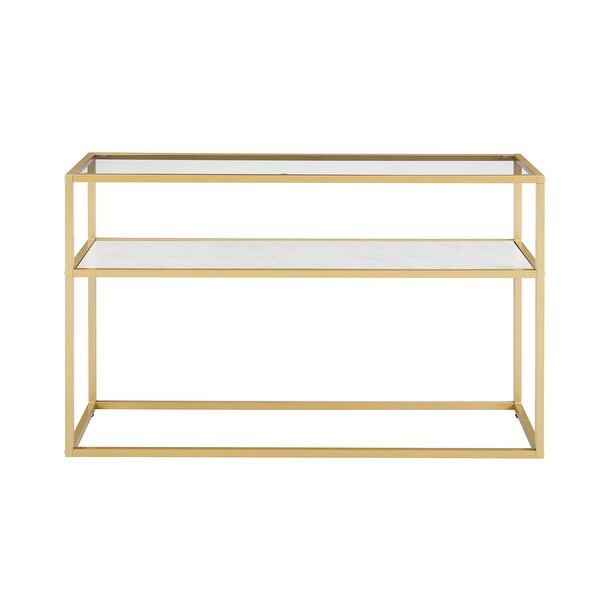 Glass Console Sofa Table, Modern Open Hallway Table, Narrow Entryway Table