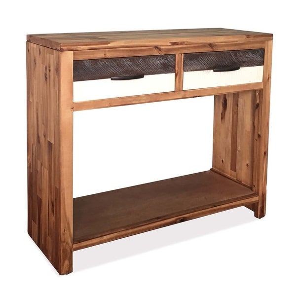 Console Table with Storage Drawer, Solid Acacia Wood Table for Hallway
