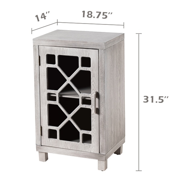 COZAYH Modern Farmhouse Cabinet with 2 Shelves, Retro Tall Nightstand End Table for Bedroom, Living Room, Light Gray
