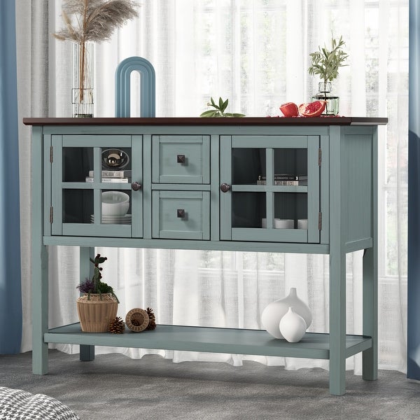 45'' Modern Console Table Sofa Table for Living Room with 2 Drawers, 2 Cabinets and 1 Shelf