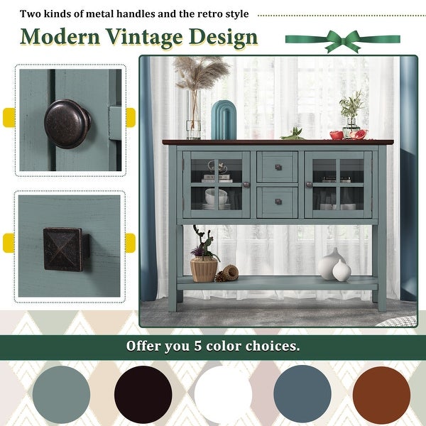 45'' Modern Console Table Sofa Table for Living Room with 2 Drawers, 2 Cabinets and 1 Shelf