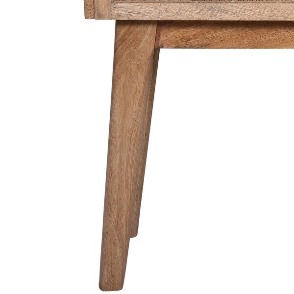 35 Inch Cottage Style, 2 Drawer Wood Rectangular Console Table, Natural Brown