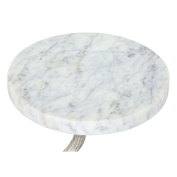 Joel Side Table White and Silver - White, Silver - 12