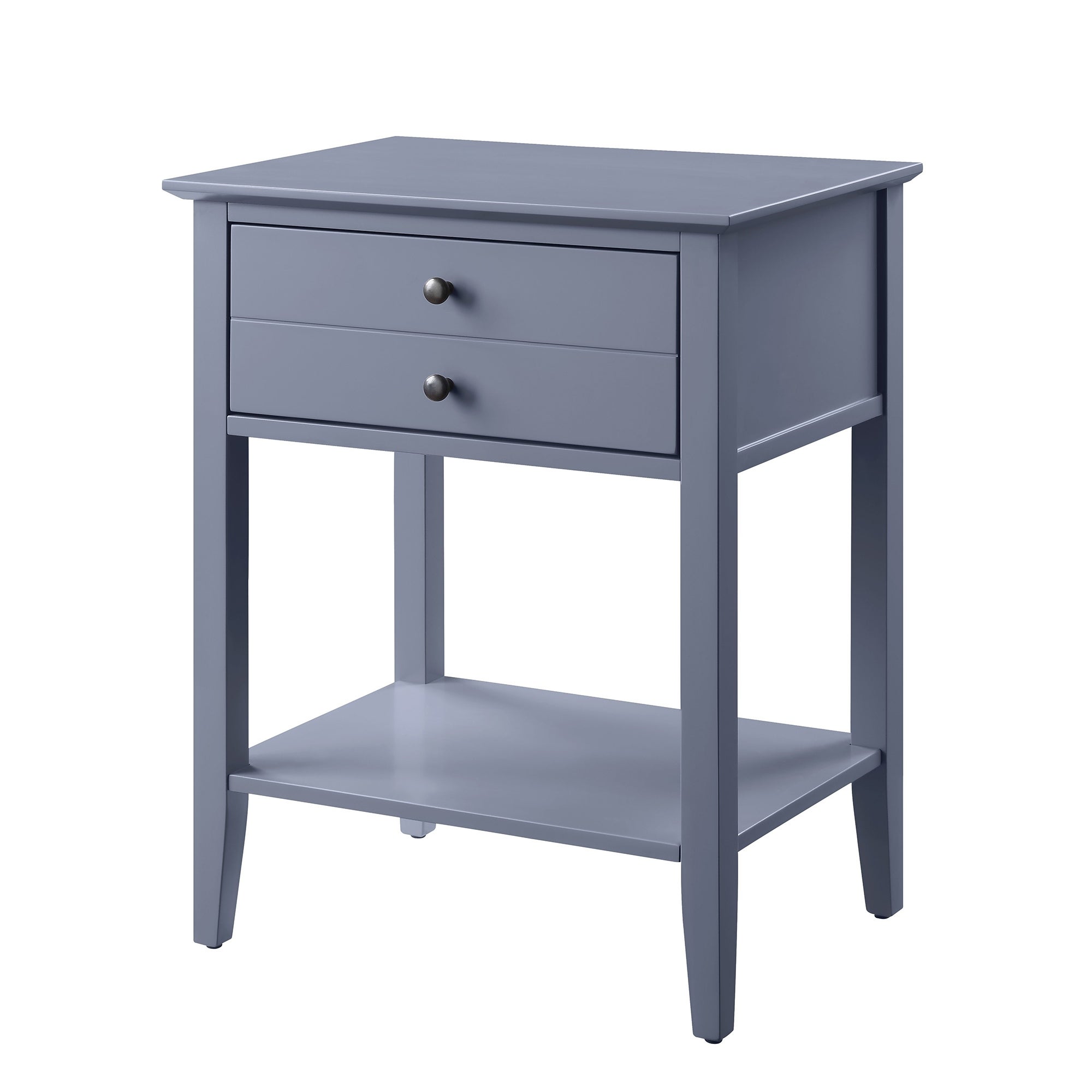 Rectangular Wooden Side Table with 1 Drawer and 1 Bottom Shelf, Gray - 28 H x 16 W x 22 L Inches