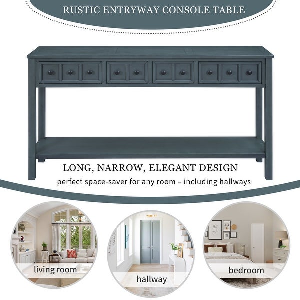 Rustic Entryway Console Table, Sofa Table with 2 Drawers and Shelf