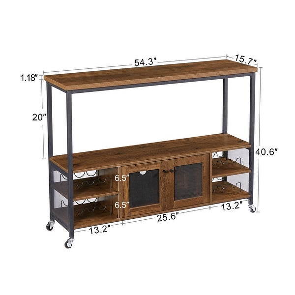 Wine shelf table, modern wine bar cabinet, console table, bar table, TV cabinet, sideboard with storage compartment