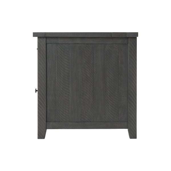 Rustic Chairside Table with hidden Charging Station, Solid Wood