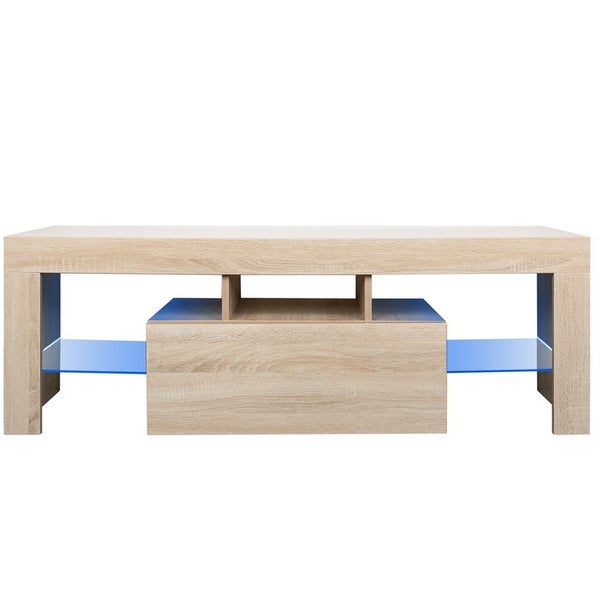 Media Console Table with LED Lights and Storage Cabinet, Up to 60