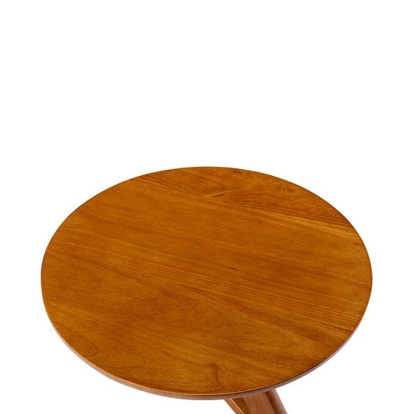 Side Table Round, Small Coffee Table Modern Solid Rubber Wood End Table for Living Room /Bedroom/ Office, V-Shaped Base