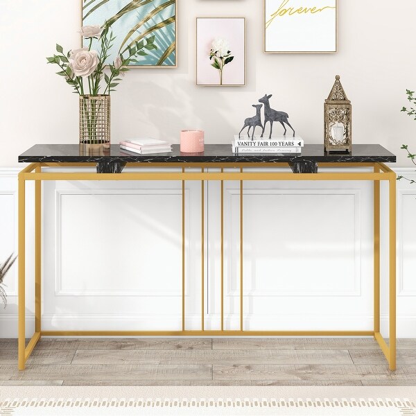 Console Table, Extra Long Entryway Table with Metal Frame