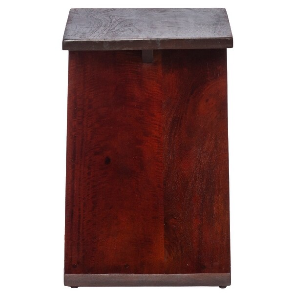 24 Inch Rectangular Mango Wood Side Table, Z Shaped Frame, Dark Brown