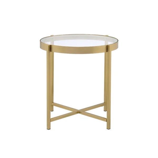 Glass Cross Legs End Table, Side Table