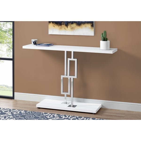 Accent Table, Console, Entryway, Narrow, Sofa, Living Room, Bedroom, Metal, Laminate, Glossy Chrome, Contemporary, Modern