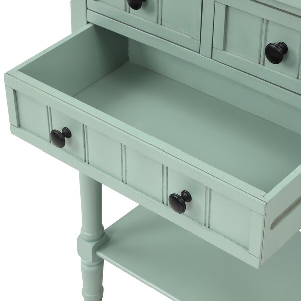 Narrow Console Table, Slim Sofa Table with Three Storage Drawers