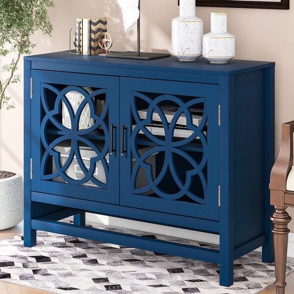 Classic Wood Storage Cabinet with 2 Doors and Adjustable Shelf, Simple Exquisite Console for Entryway, Kitchen, Dining Room