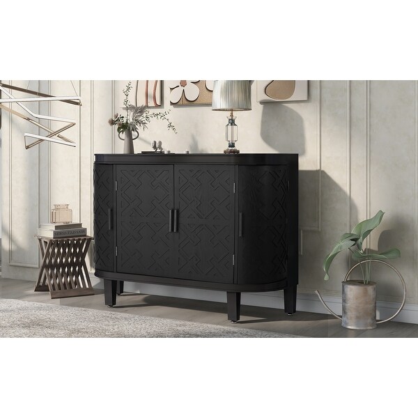 Accent Storage Sideboard with Antique Pattern Doors, Wooden Console Cabinet Suitable for Hallway, Entryway, Living Room, Bedroom