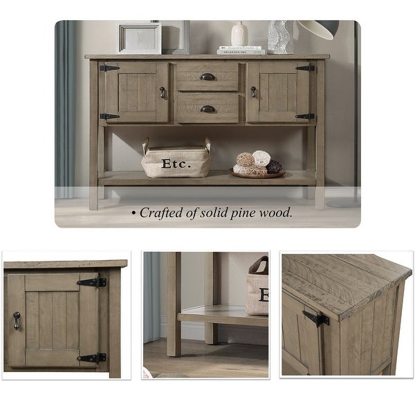 48'' Console Table with 2 Drawers, Cabinets and Bottom Shelf, Retro Style Storage Cabinet for Living Room