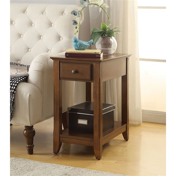 Side Table, Sofa Table Snack Table with Bottom Shelf and 1 Drawer