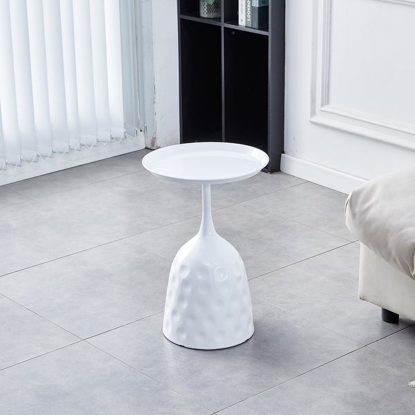 Wine Cup Metal Side Table, Small Sofa Table, Round White Nightstand