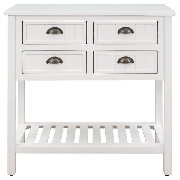 Merax Console Table with 4 Storage Drawers and Slatted Shelf