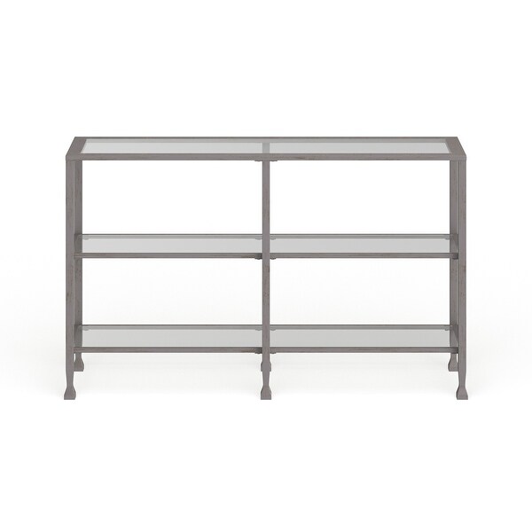 SEI Furniture Glenn Silver Metal and Glass Console Table