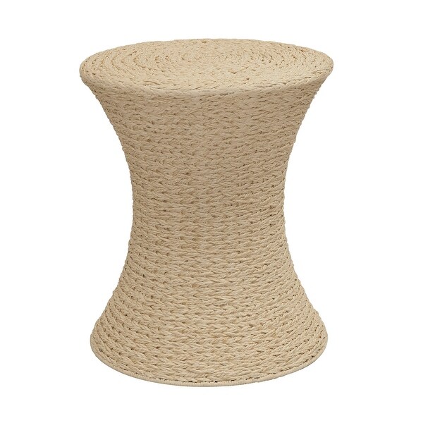 Handwoven Woven Paper Rope Woven Stool, Elegant Woven Braid with Sturdy Metal Frame, Beautiful Hourglass Profile, Multipurpose