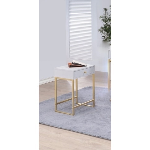 Astonishing Side Table, White and Gold