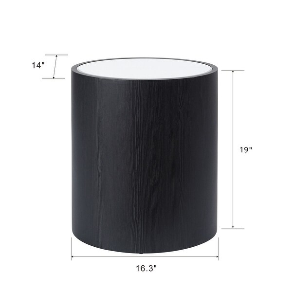 Dann Foley Lifestyle - Oval Side Table - Black Veneer, Inset Mirrored Table Top