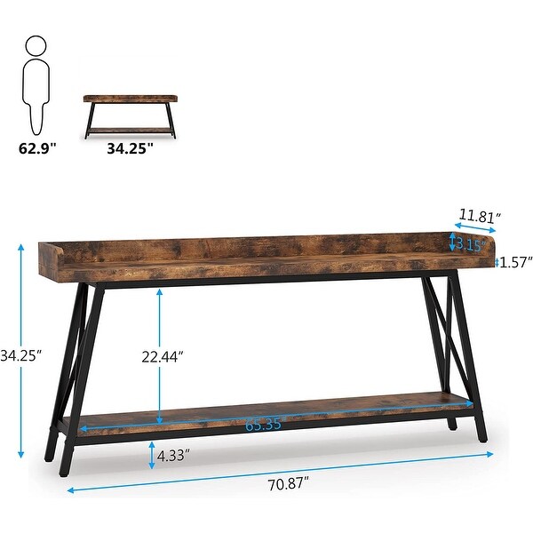 70.9 inch Long and Narrow Console Table Behind Sofa Couch, Rustic Brown Entry Table
