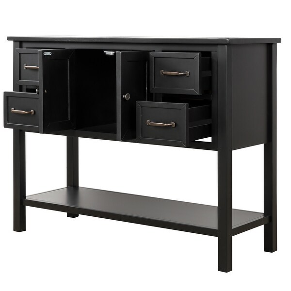 Console Table with 4 Drawers, 1 Cabinet and 1 Shelf