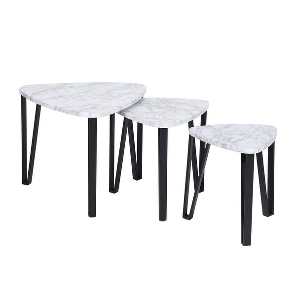 Nesting Coffee Tables,Stacking Side Tables with Metal Frame,Set of 3