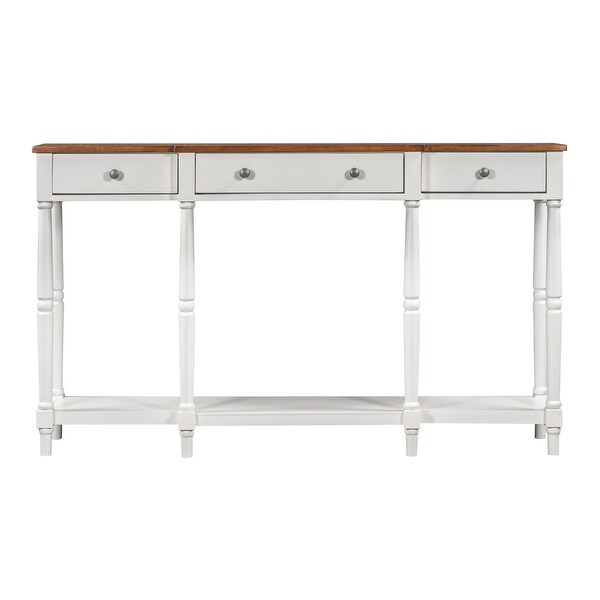 Solid Wood Console Table, Classic Entryway Table With Storage Shelf And Drawer For Home