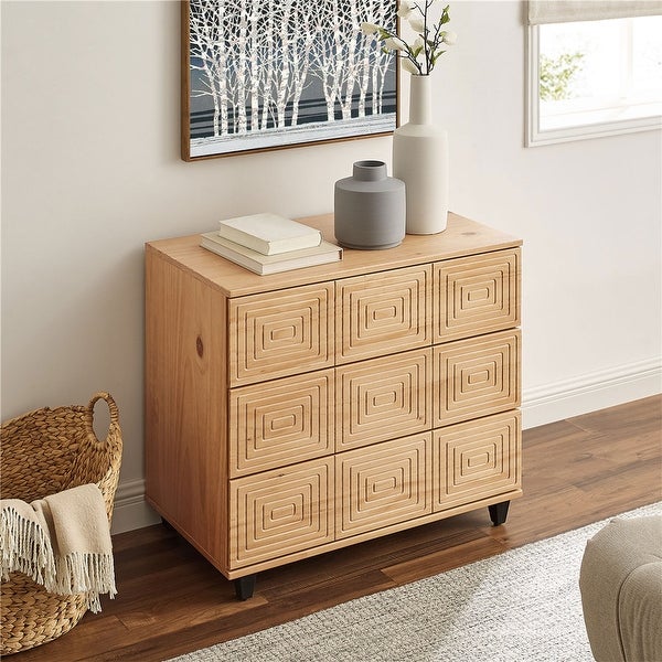 BIKAHOM Solid Wood 3 Drawer Dresser for Bedroom, Storage Organizer for Hallway,Stylish Dressers, Side Table for Living Room