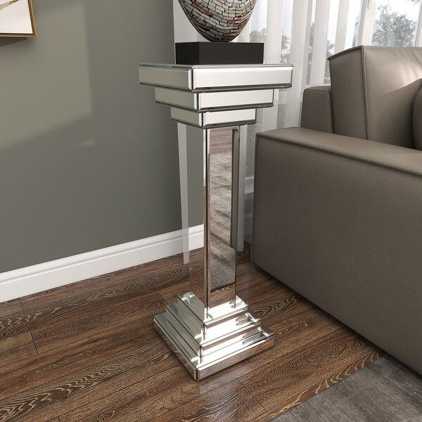 Silver Lighted Crystal Mirrored Glam Console Table 32 x 48 x 14