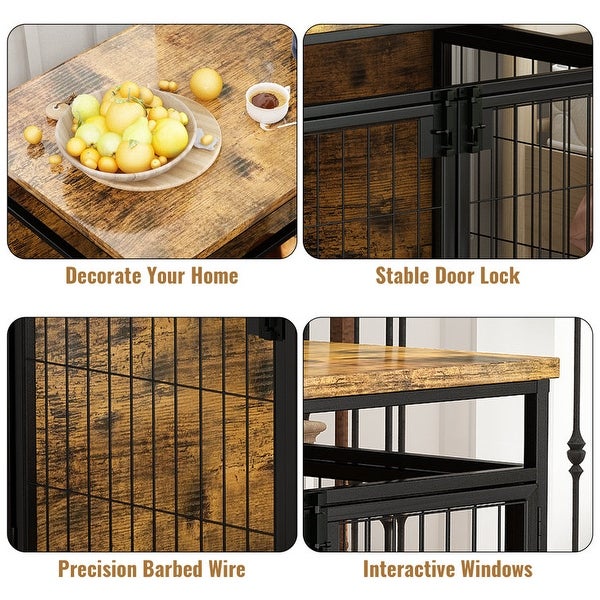 Furniture Style Dog Crate End Table, Pet Kennels Three Doors Dog House Indoor Use for Small Dogs