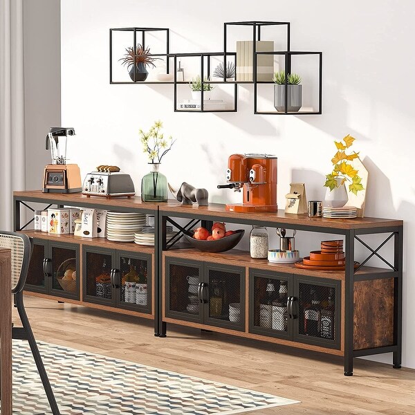 Narrow Long Console Table with Doors, Large 3-Tier Sofa Table - 58.27