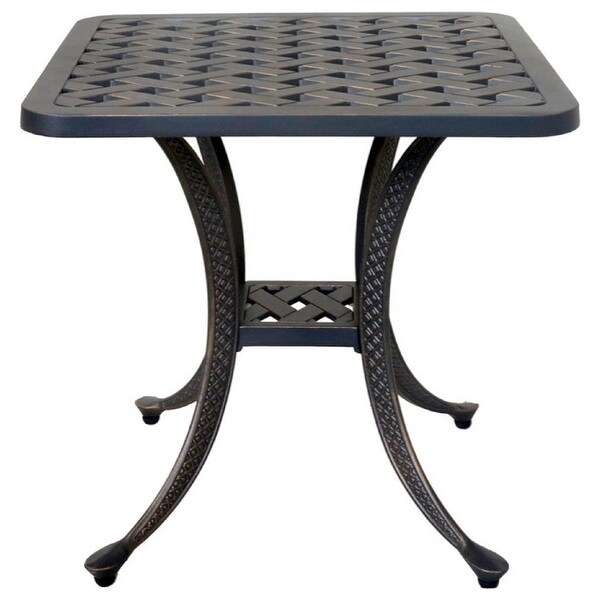 21 Inch Outdoor Patio Square Metal End Table, Bronze