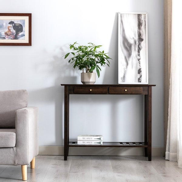 Connexion Decor Verenney Console Table With Drawer, Dark Walnut