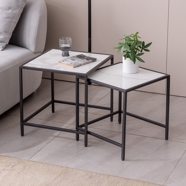 Nesting End/Side Table(2-Piece Set), Anti Scratch and Stain Resistant, Anti Rust