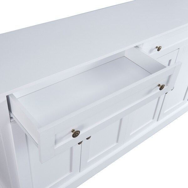 White Wood Entryway Console Table Storage Sideboard with 2 Drawers