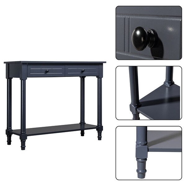 2-Tier Console Table with 2 Drawers, Sofa Table with Storage Shelves