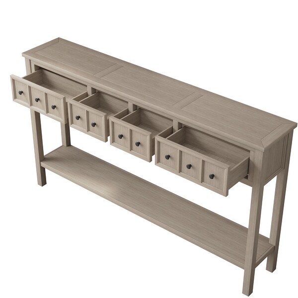Entryway Console Table, Long Sofa Table with Drawers and Bottom Shelf