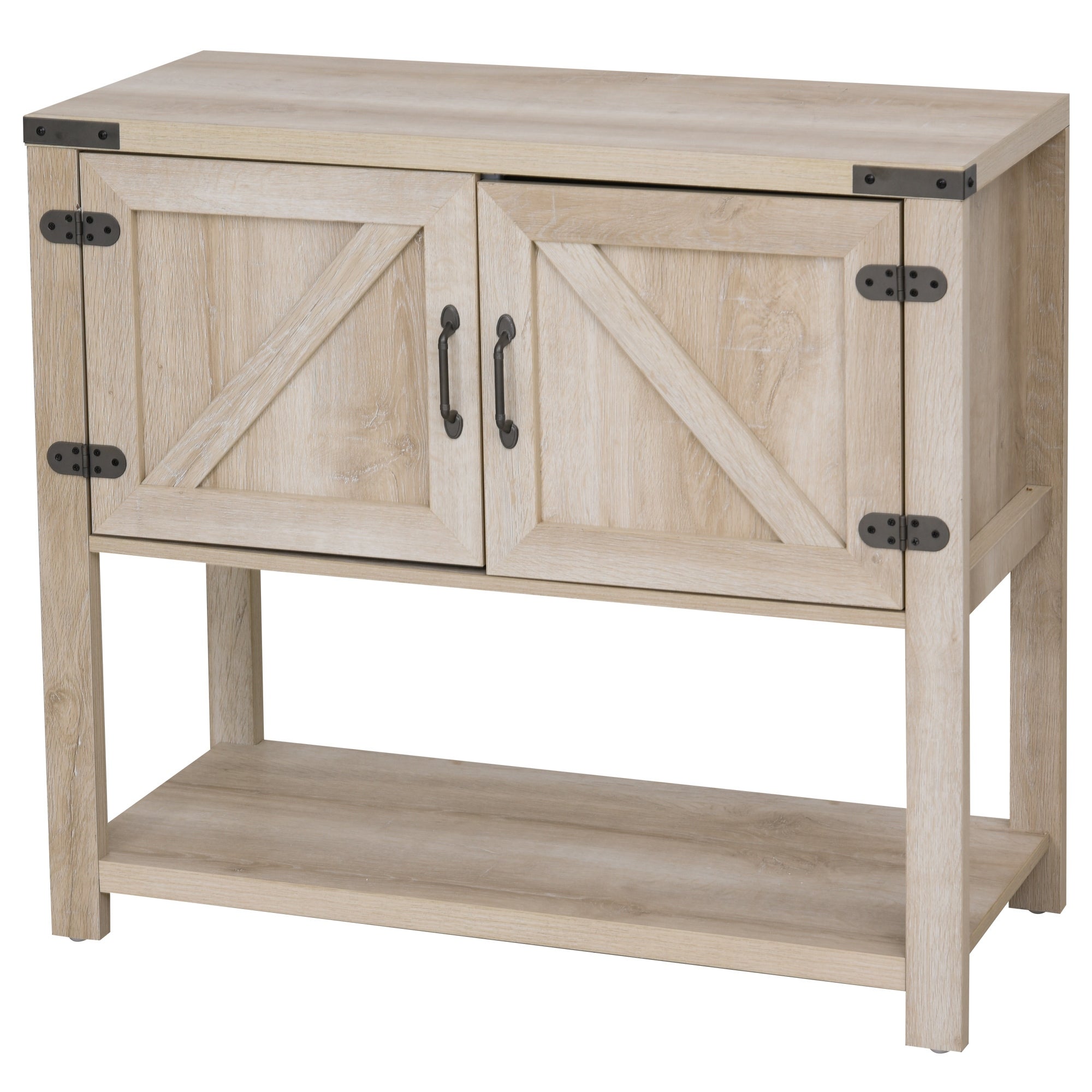 HOMCOM 2-Door Free Standing Storage Cabinet with Bottom Shelf, Kitchen Cupboard, Entryway Storage Cabinet