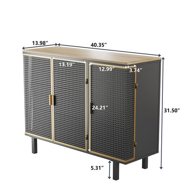 3 Doors Modern Sideboard, Freestanding Sideboard Storage Cabinet Entryway Floor Cabinet for Living Room Office Bedroom